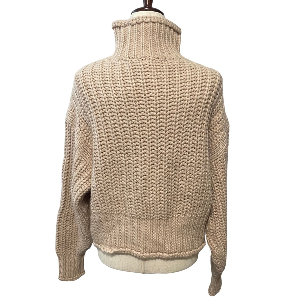 H&M Cropped Turtleneck Sweater Oversized Chunky Knit Women’s XS Blush Pink - Picture 4 of 13